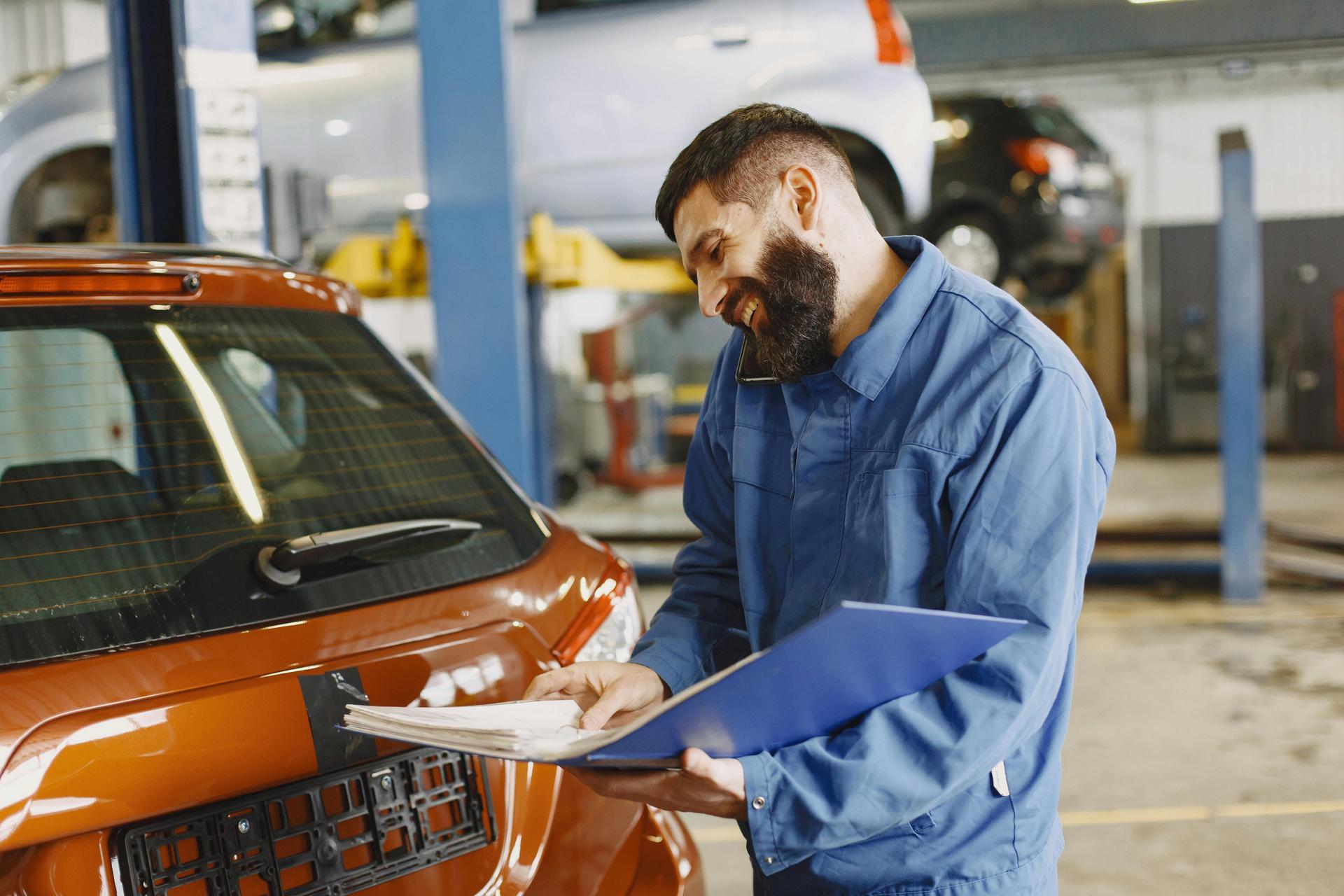 Technician conducts an MOT at Shurlock Row garage